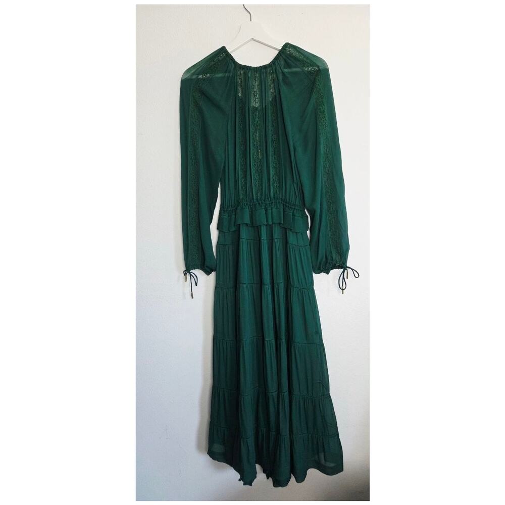Zimmermann Deep Green Tiered Long Sleeve Maxi Dress. - Picture 3 of 12